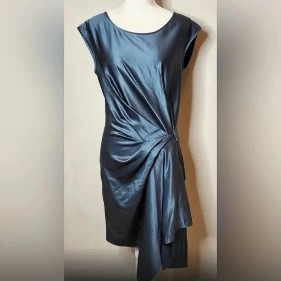 Rachel Roy Women’s‎ Stunning Cocktail Mini Faux Wrap Dress Bluestone Color Sz M - Picture 2 of 9